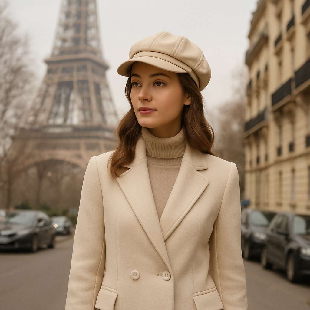 Béret Casquette Gavroche Femme CUIR