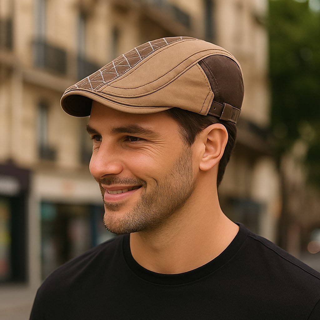 Béret Homme Bicolore en Coton avec Surpiqûres - Duality