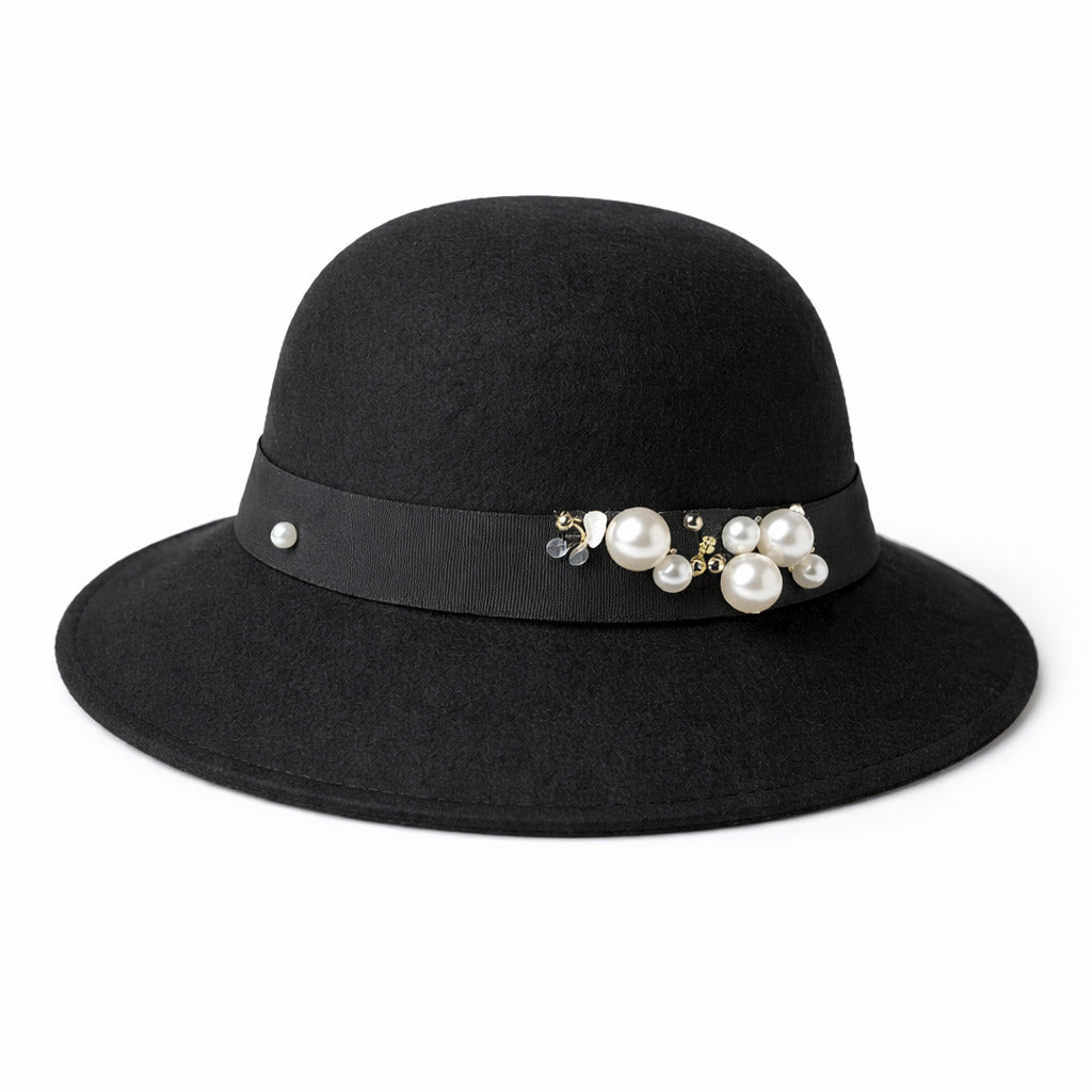 Chapeau Melon Rétro Femme – Béret Cloche Floral Élégant En Laine, Style Vintage Chic
