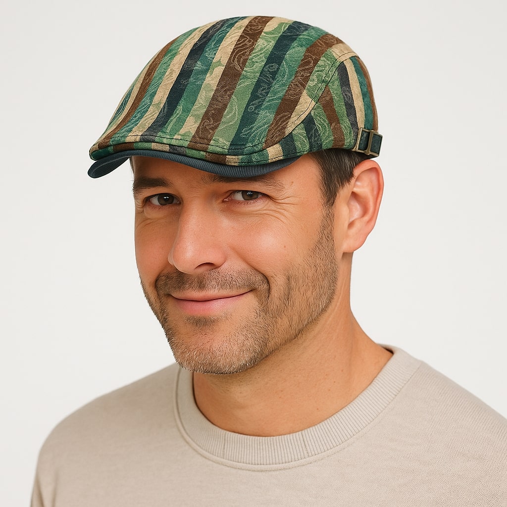 Béret Homme en Coton Rayée Multicolore - Stripe