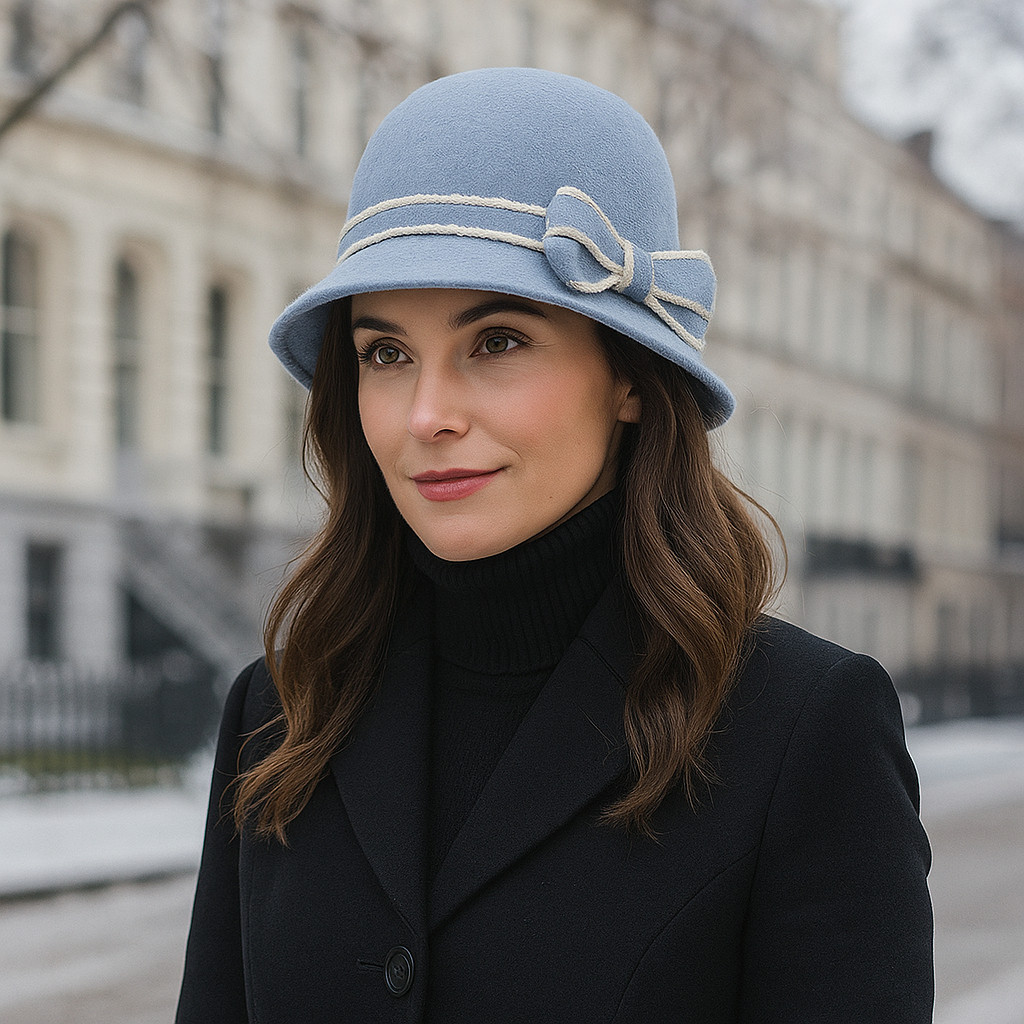 Chapeau Melon Cloche Femme Noeud Hiver