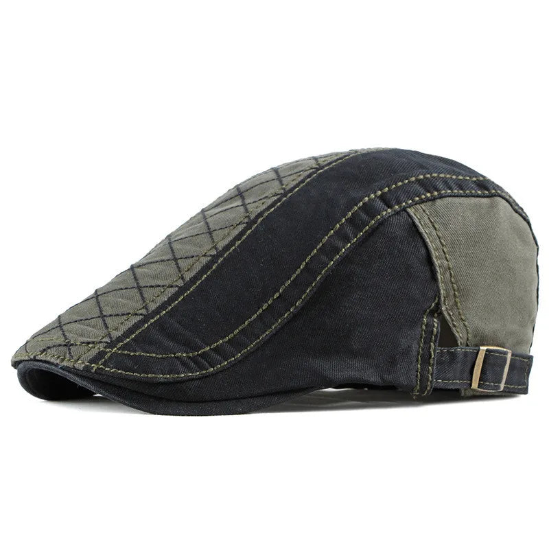 Béret Homme Bicolore en Coton avec Surpiqûres - Duality