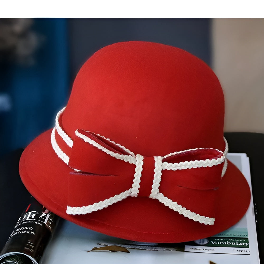Chapeau Melon Cloche Femme Noeud Hiver