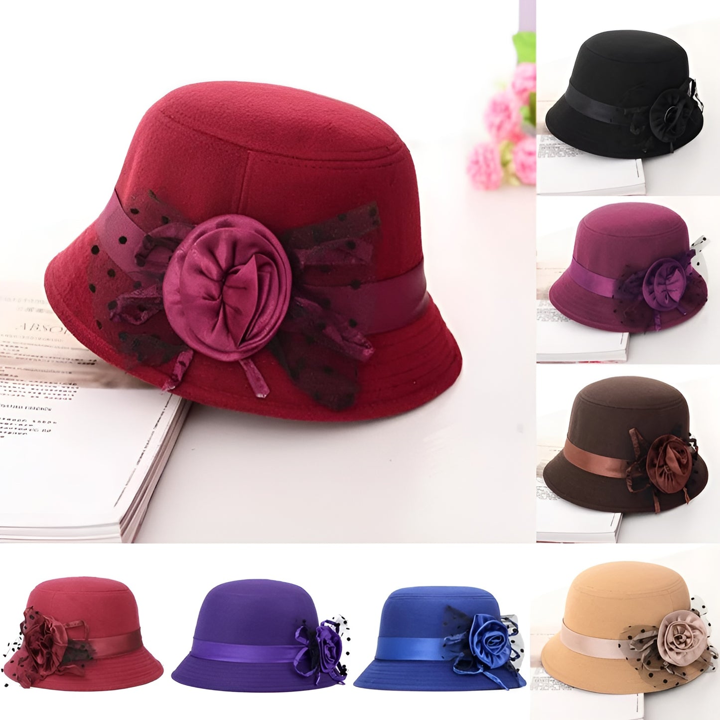 Chapeau Melon Cloche Femme Fleur