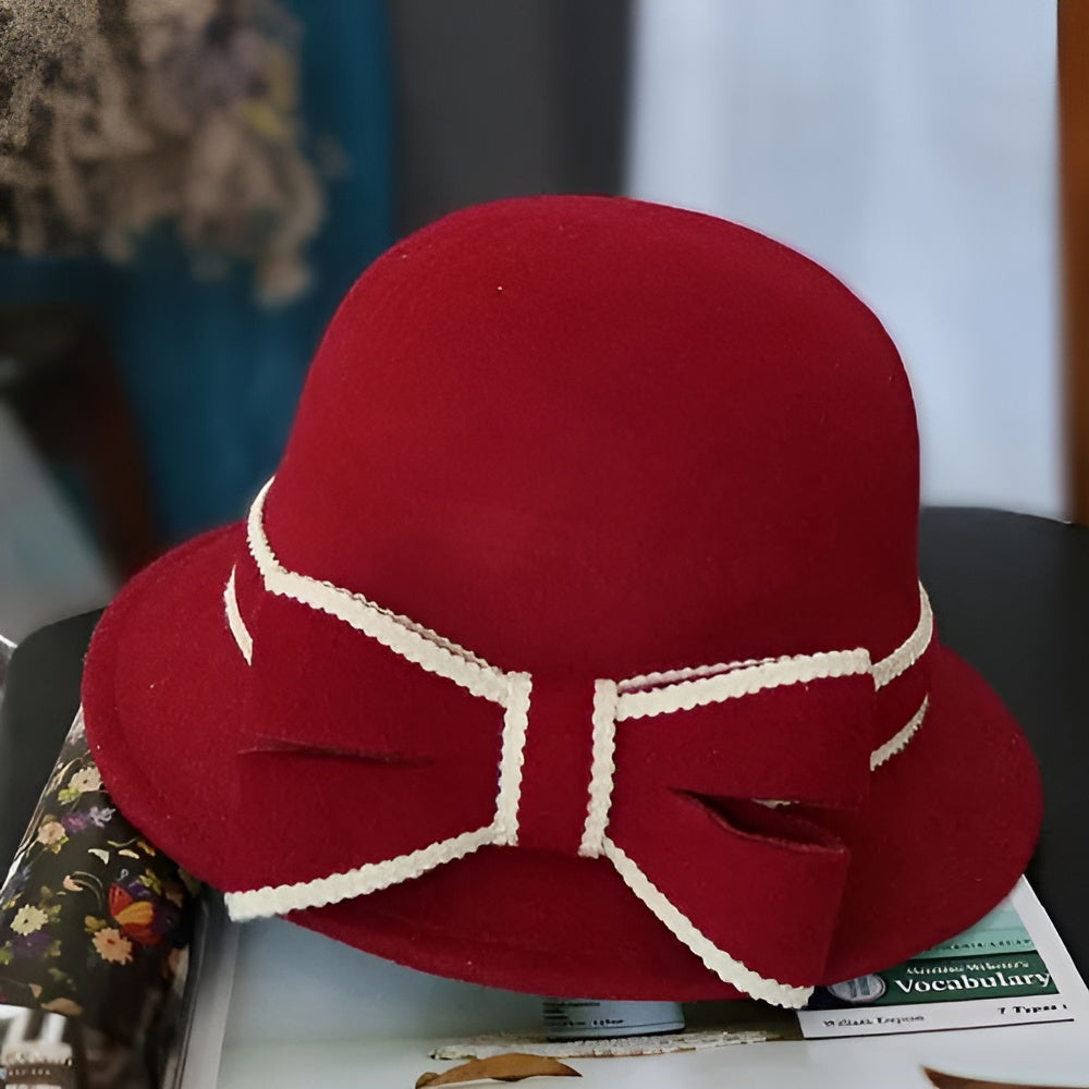 Chapeau Melon Cloche Femme Noeud Hiver