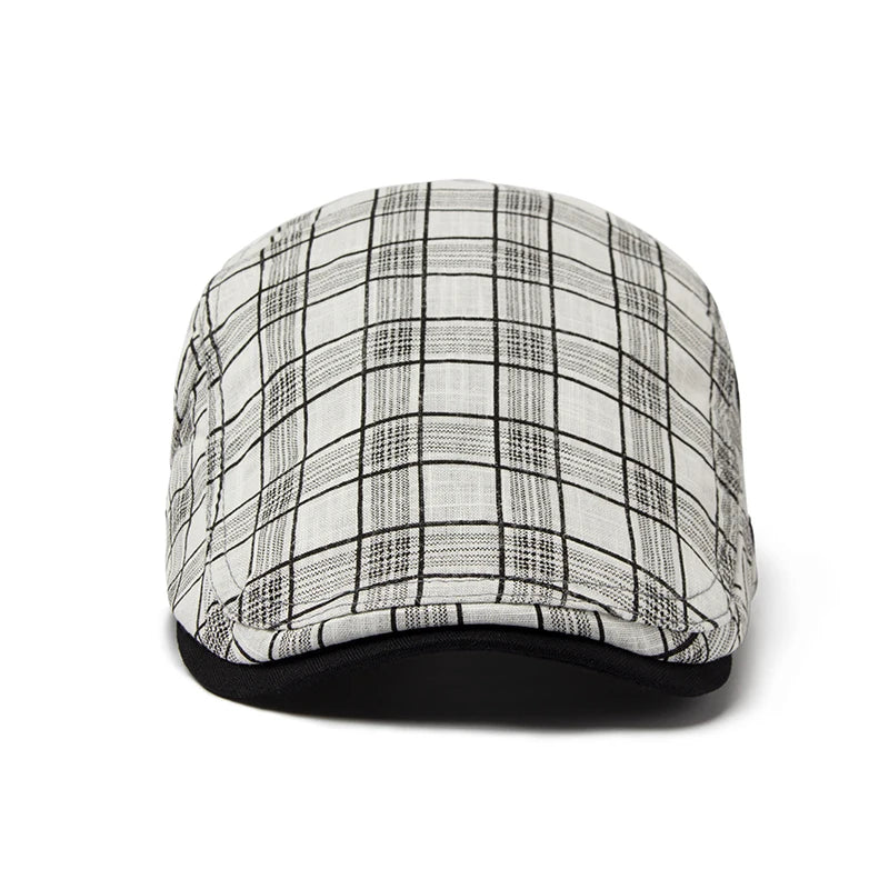 Béret Homme Réglable en Coton avec Motif Carreaux - Pixel