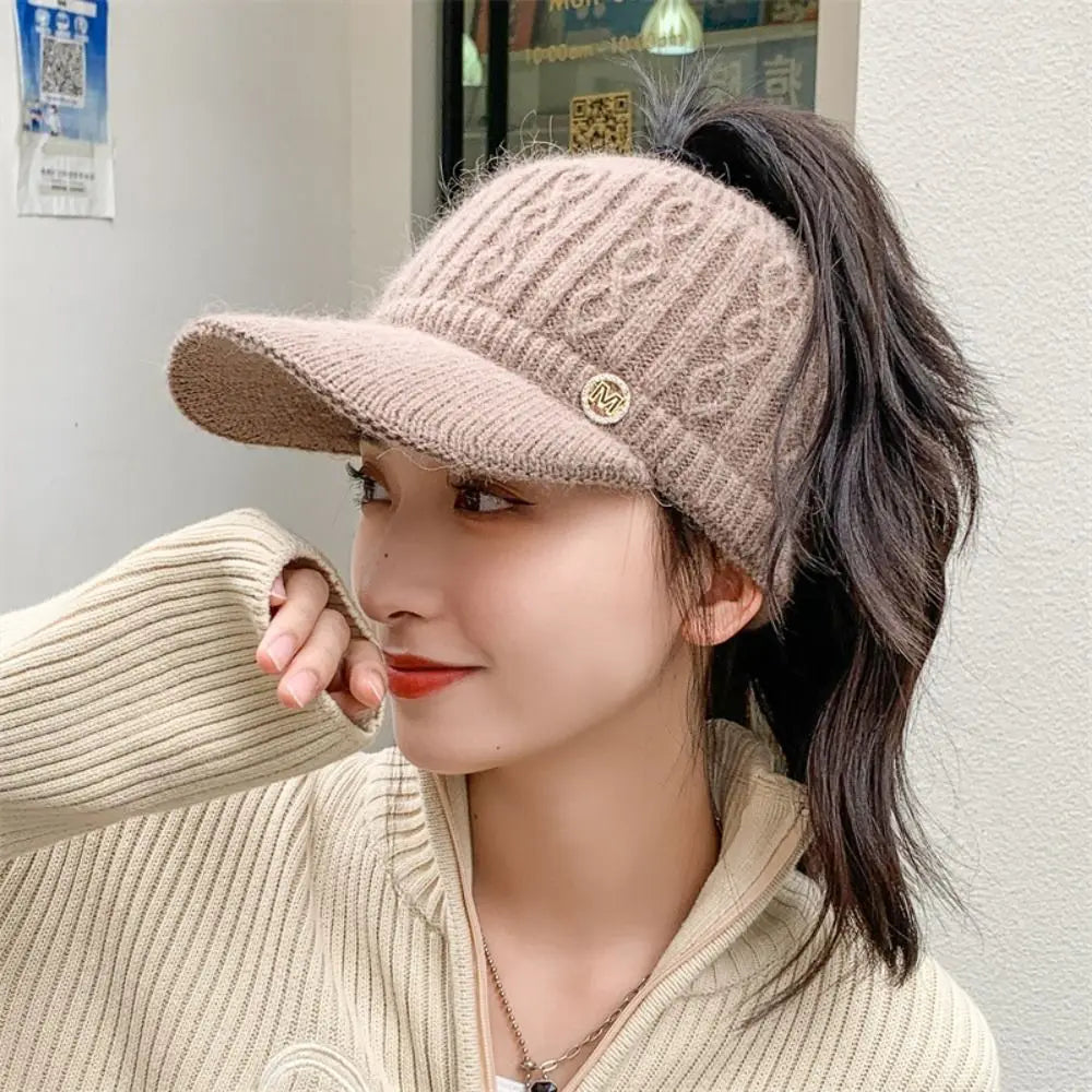 Bonnet Casquette Femme en Maille Tricotée Douce - Celeste