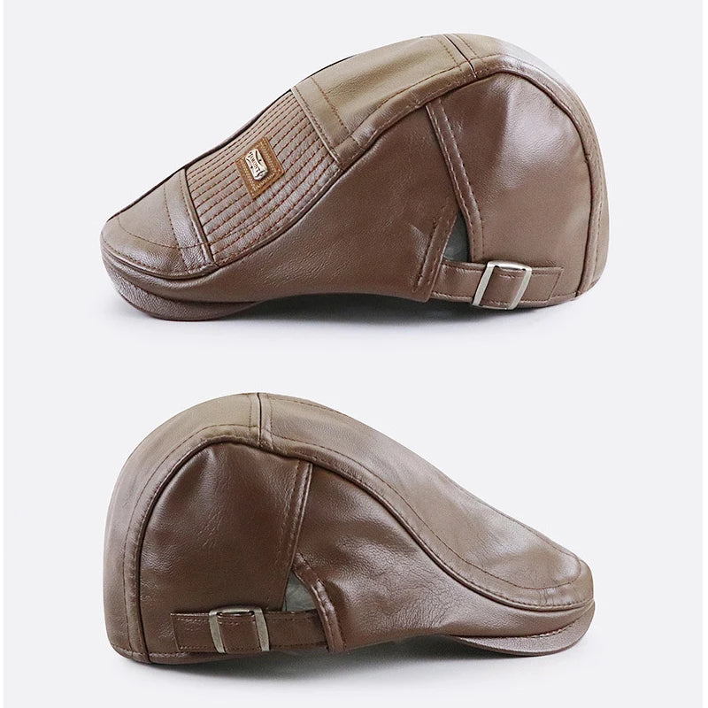 Béret Homme en Cuir avec Détails Matelassés - Aventura