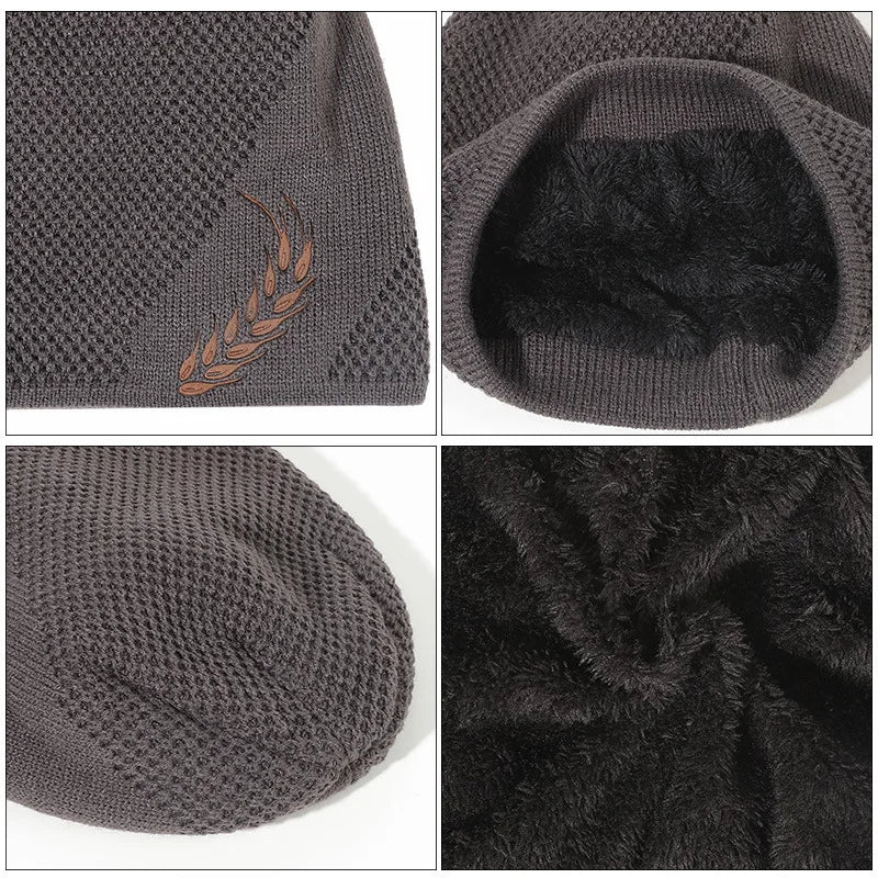 Bonnet Long en Maille avec Broderie Feuille - LeafyWarm