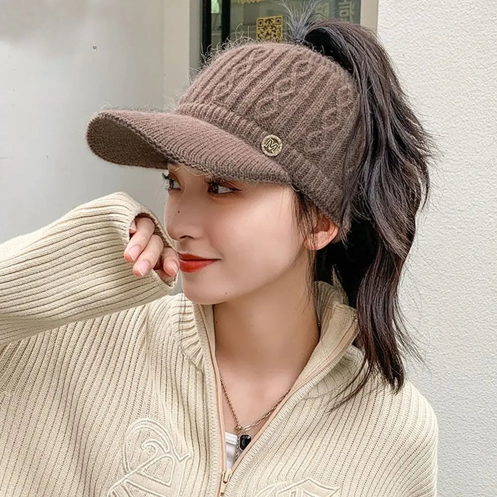 Bonnet Casquette Femme en Maille Tricotée Douce - Celeste