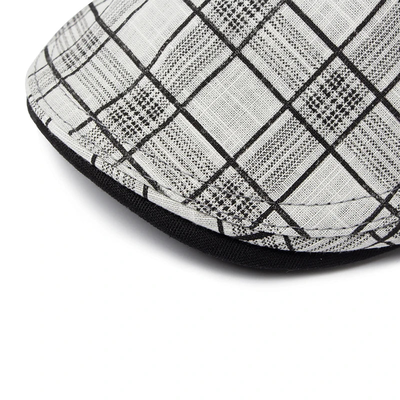 Béret Homme Réglable en Coton avec Motif Carreaux - Pixel