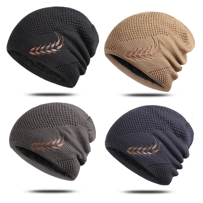 Bonnet Long en Maille avec Broderie Feuille - LeafyWarm