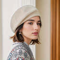 Béret Femme Marine à Panneaux - Style Vintage Français, Laine/coton, Noir, Pour Quotidien, Occasions - 6