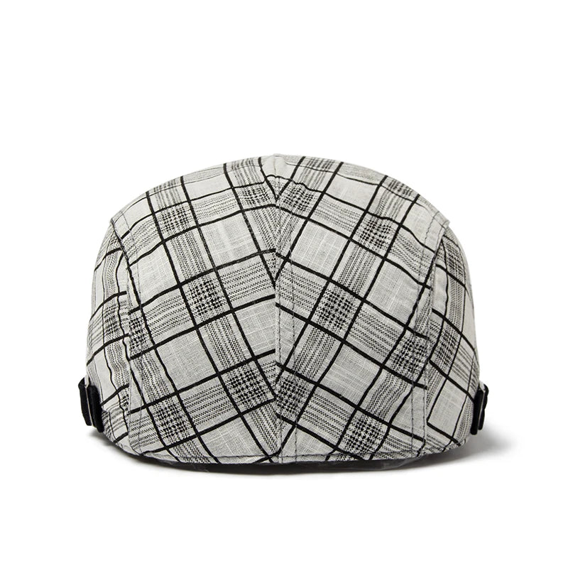 Béret Homme Réglable en Coton avec Motif Carreaux - Pixel