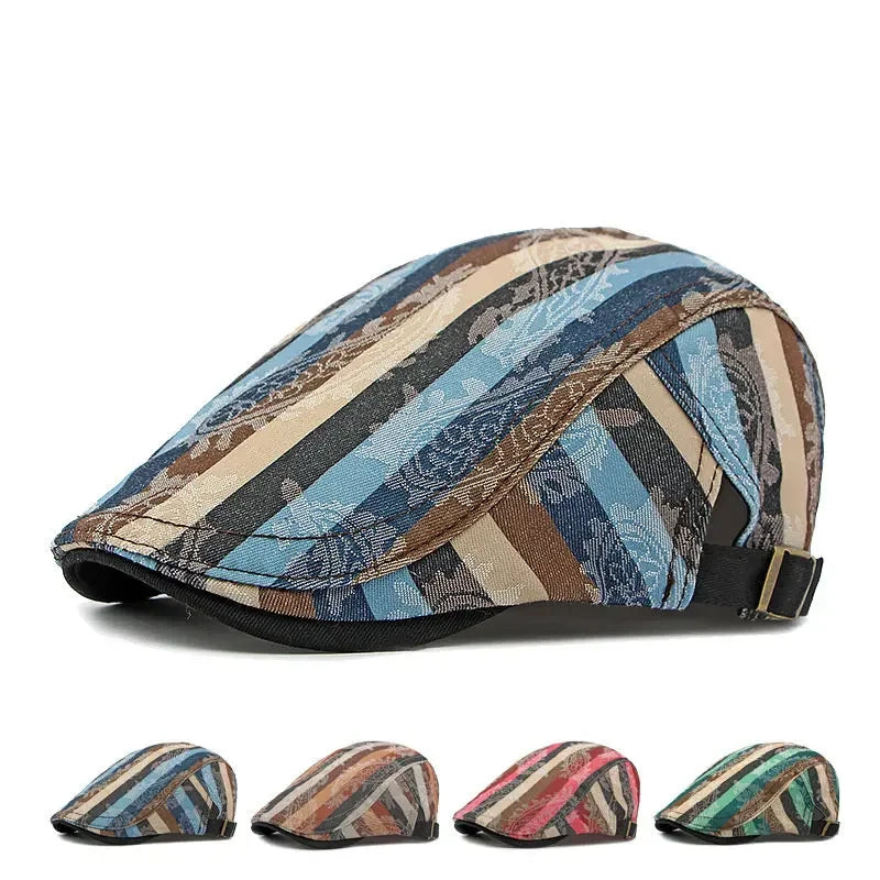 Béret Homme en Coton Rayée Multicolore - Stripe