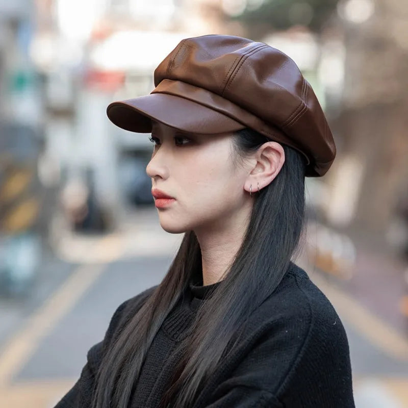 Casquette Gavroche Femme en Cuir - Chic - La Maison du Chapeau