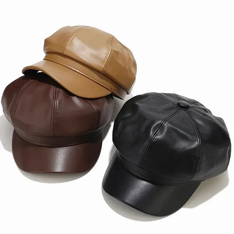 Béret Casquette Gavroche Femme CUIR - La Maison du Chapeau