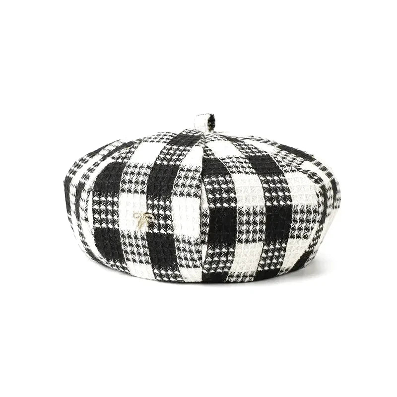 Béret Femme Coton à Carreaux - La Maison du Chapeau