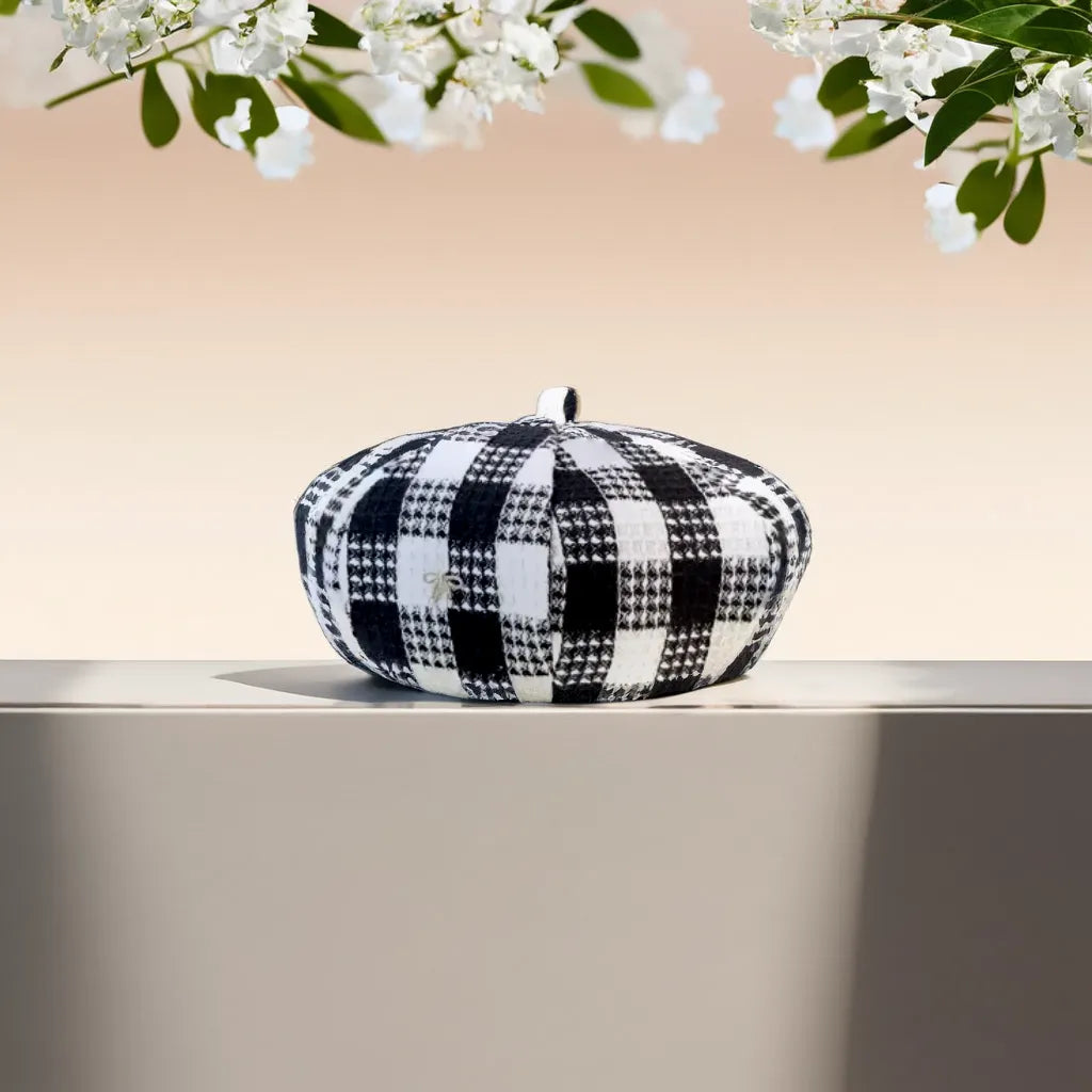 Béret Femme Coton à Carreaux