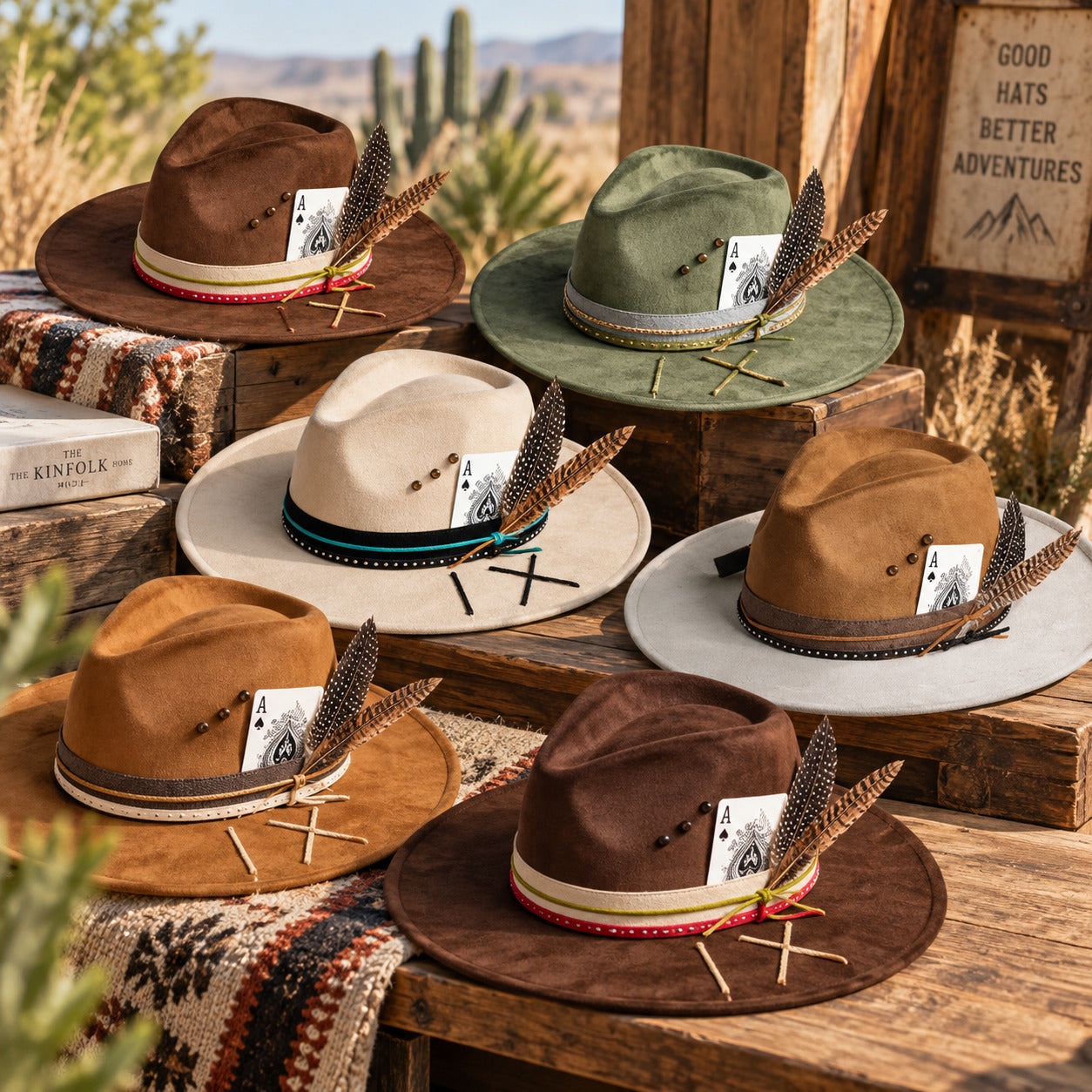 Chapeau Fedora Effet Suédine – Carte As & Plume