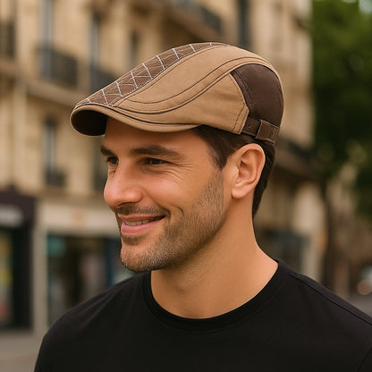 Béret Homme Bicolore en Coton avec Surpiqûres - Duality