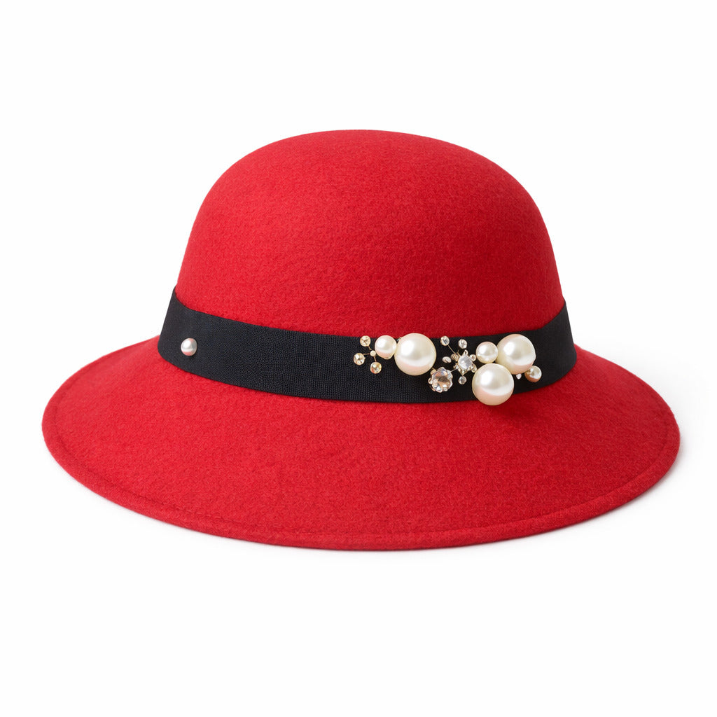 Chapeau Melon Cloche Femme - Perle