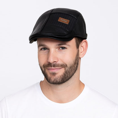 Béret Homme en Cuir avec Détails Matelassés - Aventura