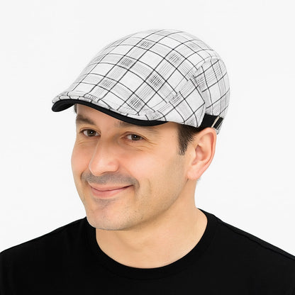 Béret Homme Réglable en Coton avec Motif Carreaux - Pixel