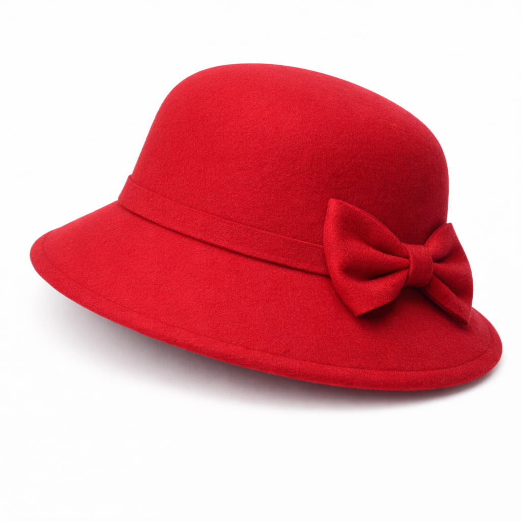 Chapeau Melon Cloche Femme Noeud Suede