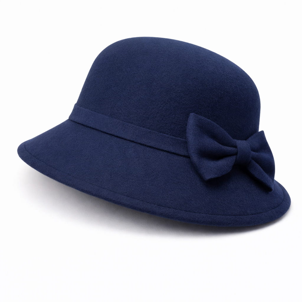 Chapeau Melon Cloche Femme Noeud Suede