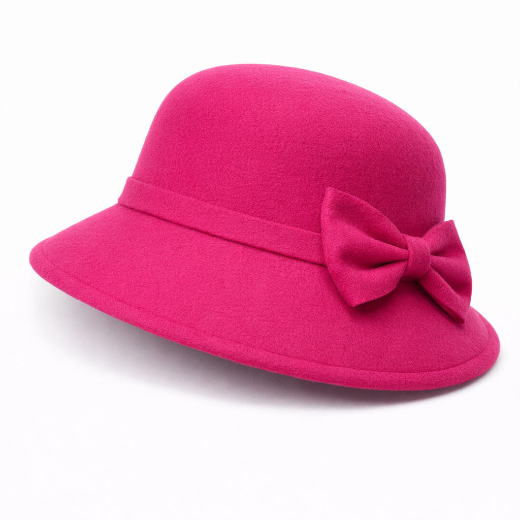 Chapeau Melon Cloche Femme Noeud Suede