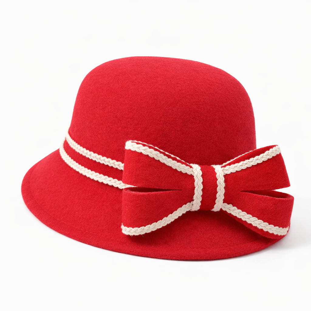 Chapeau Melon Cloche Femme Noeud Hiver