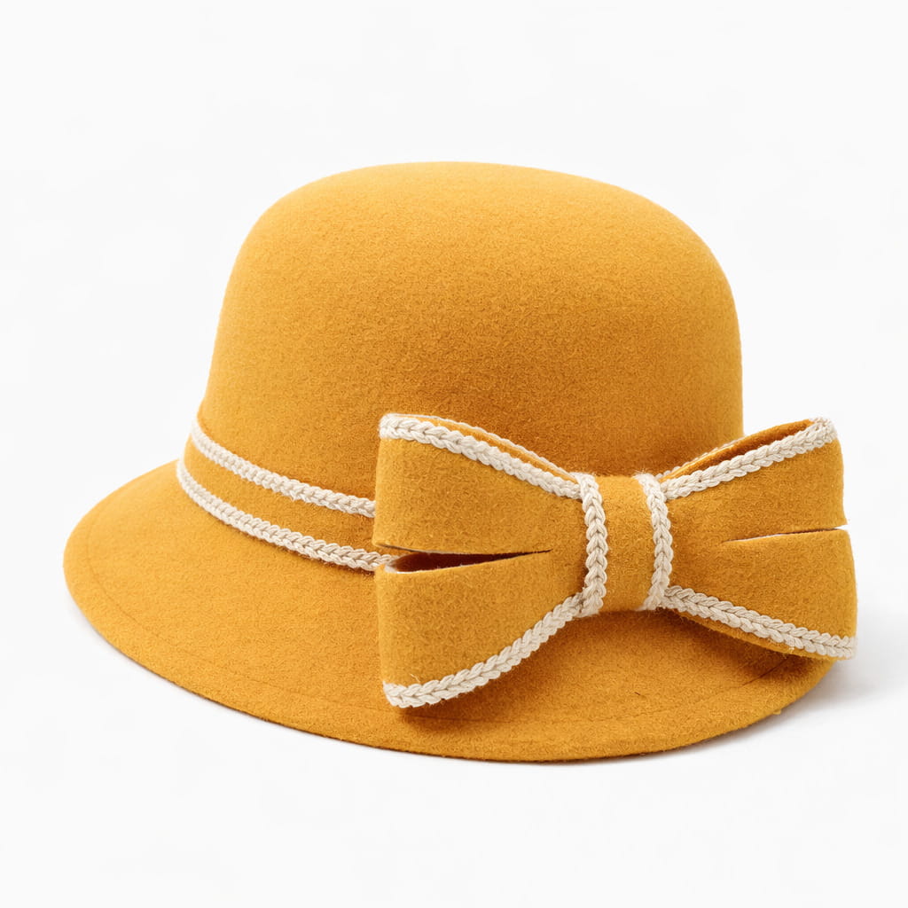 Chapeau Melon Cloche Femme Noeud Hiver