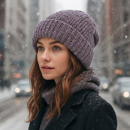 Bonnet Femme en velours côtelé doux - VelvyWarm