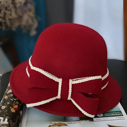 Chapeau Melon Cloche Femme Noeud Hiver