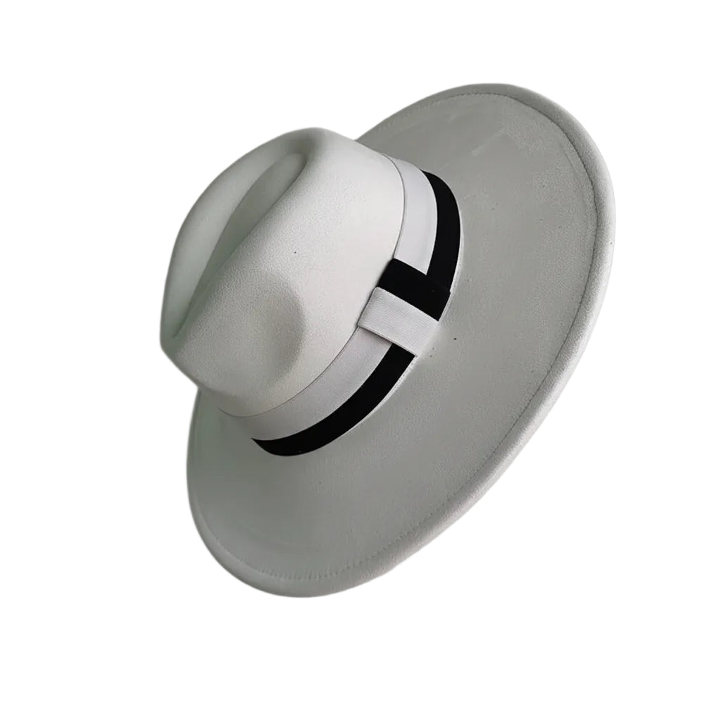 Chapeau Fedora Suédine – Bord Large et Ruban Contrasté