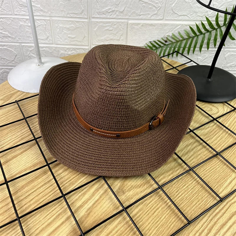 Chapeau Cowboy en Paille – Lanière Cuir