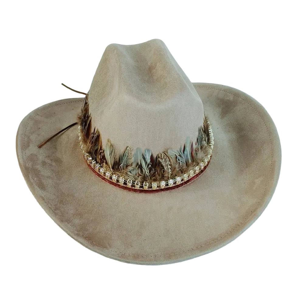 Chapeau Cowboy Feutré – Bande Plumes Décoratives