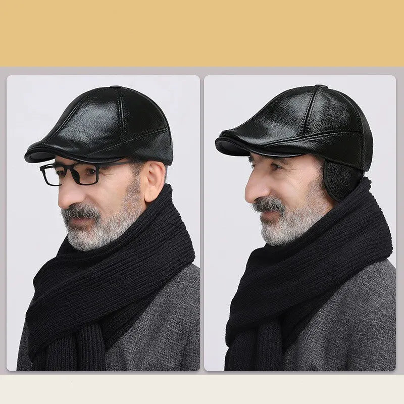 Béret en Cuir Homme - Cache Oreille - La Maison du Chapeau