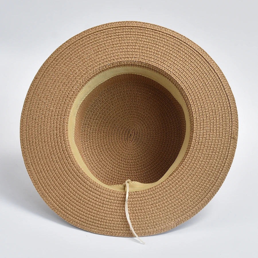 Chapeau de Paille Femme – Fleurs Décoratives et Perles