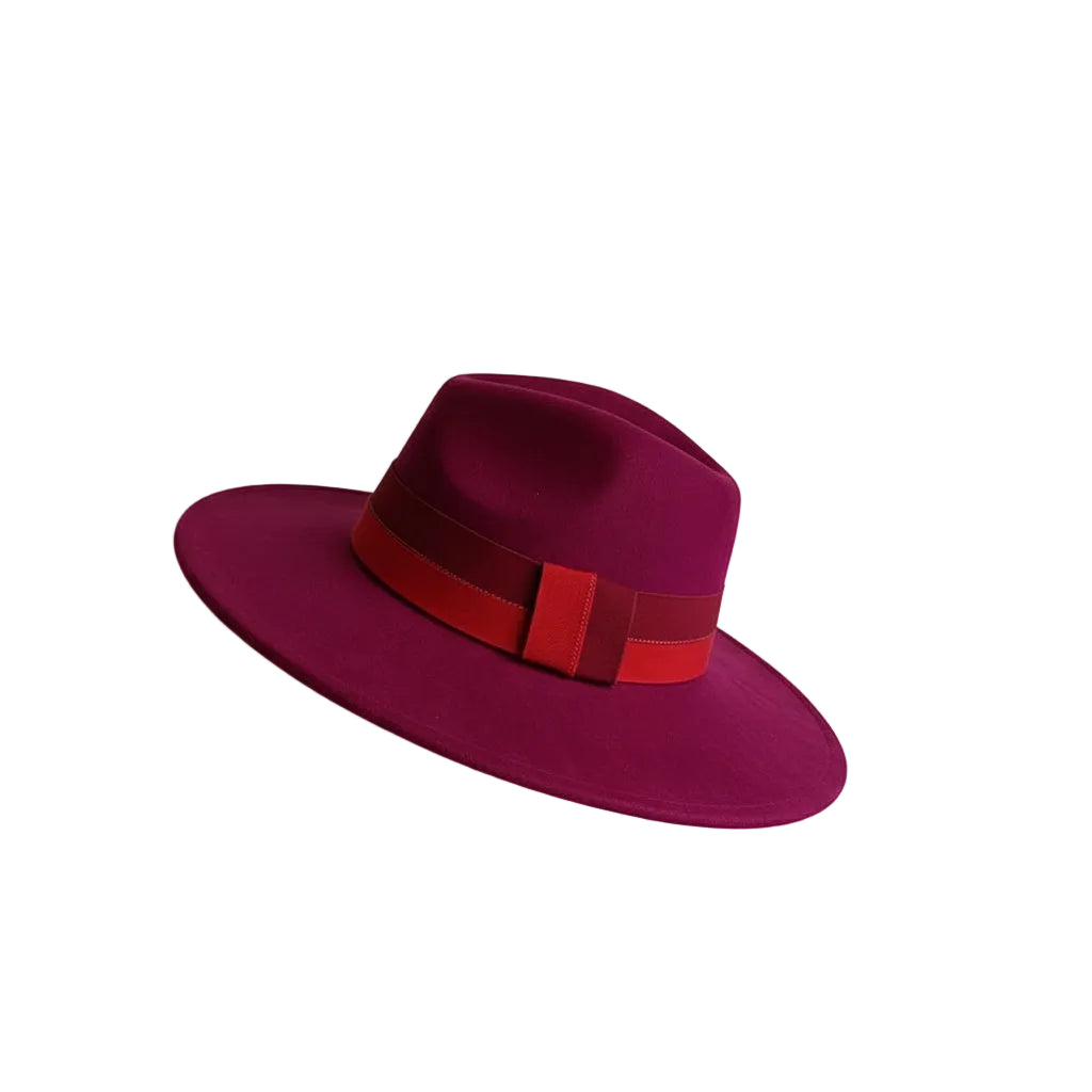 Chapeau Fedora Suédine – Bord Large et Ruban Contrasté