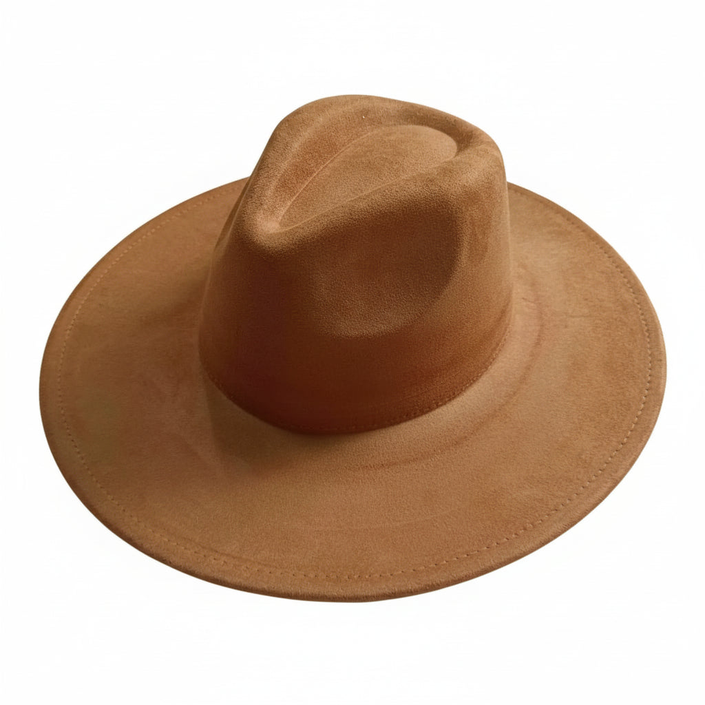 Chapeau Fedora Suédine – Bord Large et Bande Fine