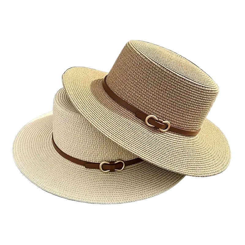 Chapeau de Paille – Ruban Cuir Boucle Métal