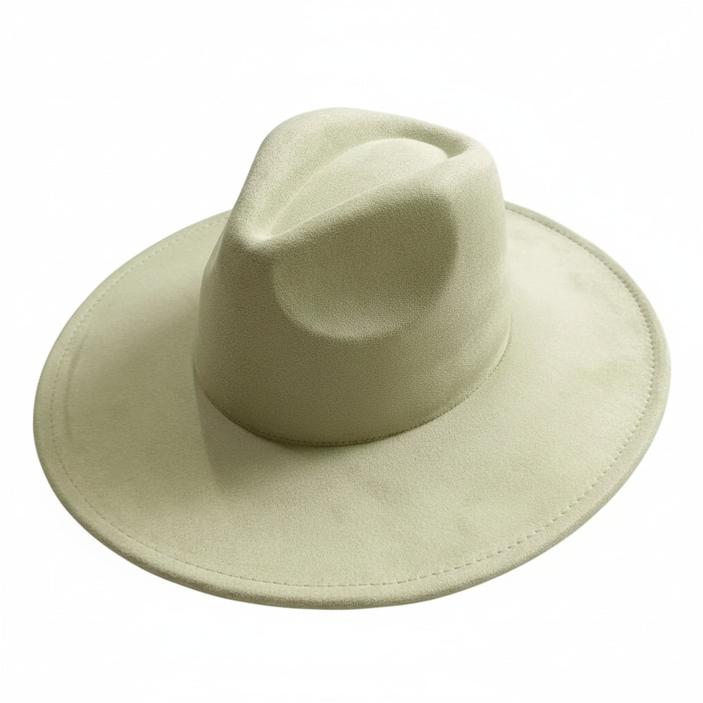 Chapeau Fedora Suédine – Bord Large et Bande Fine
