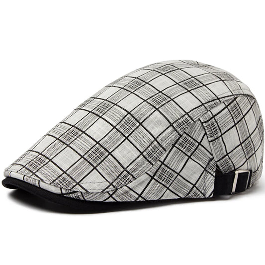 Béret Homme Réglable en Coton avec Motif Carreaux - Pixel