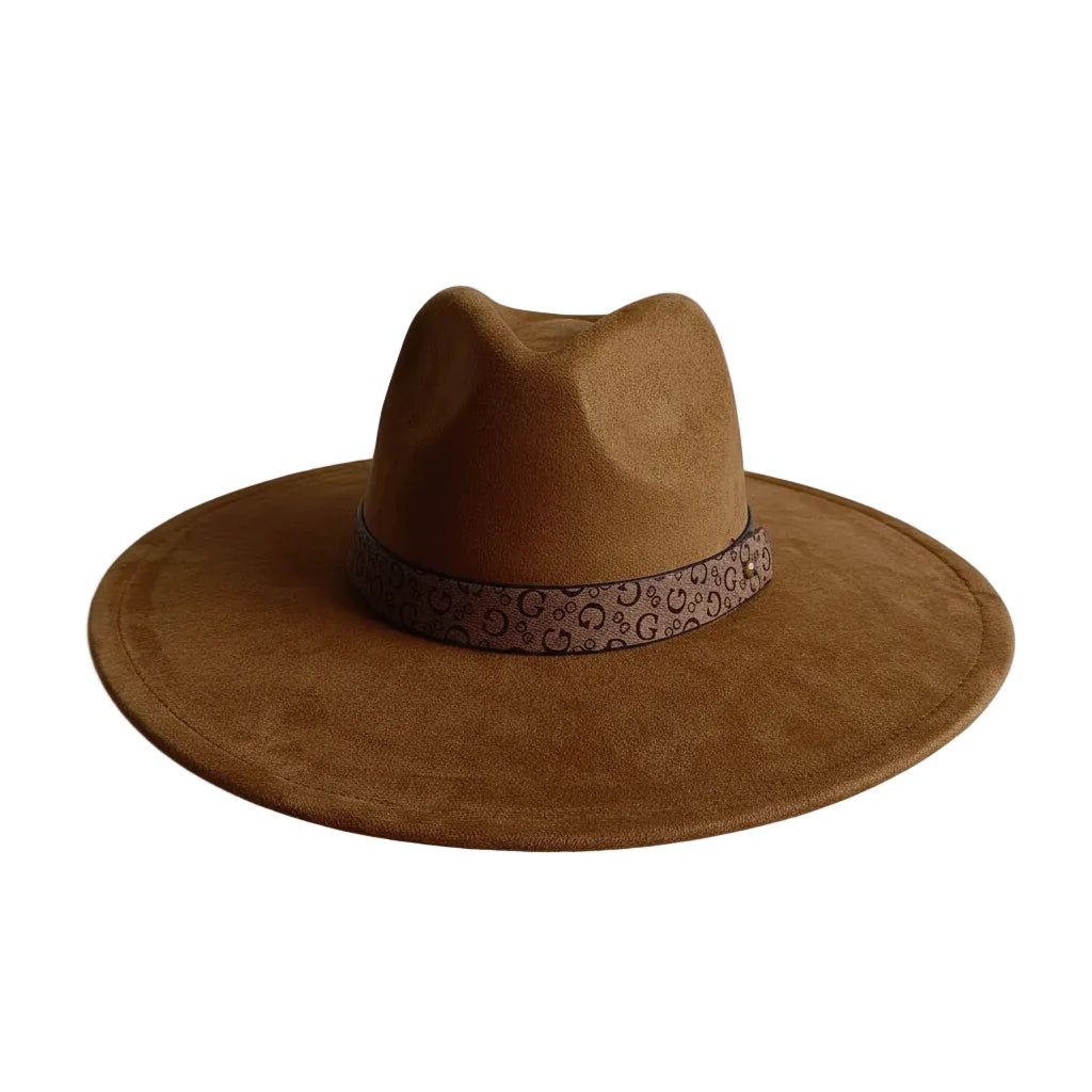 Chapeau Fedora Effet Suédine – Bandeau Motif Graphique