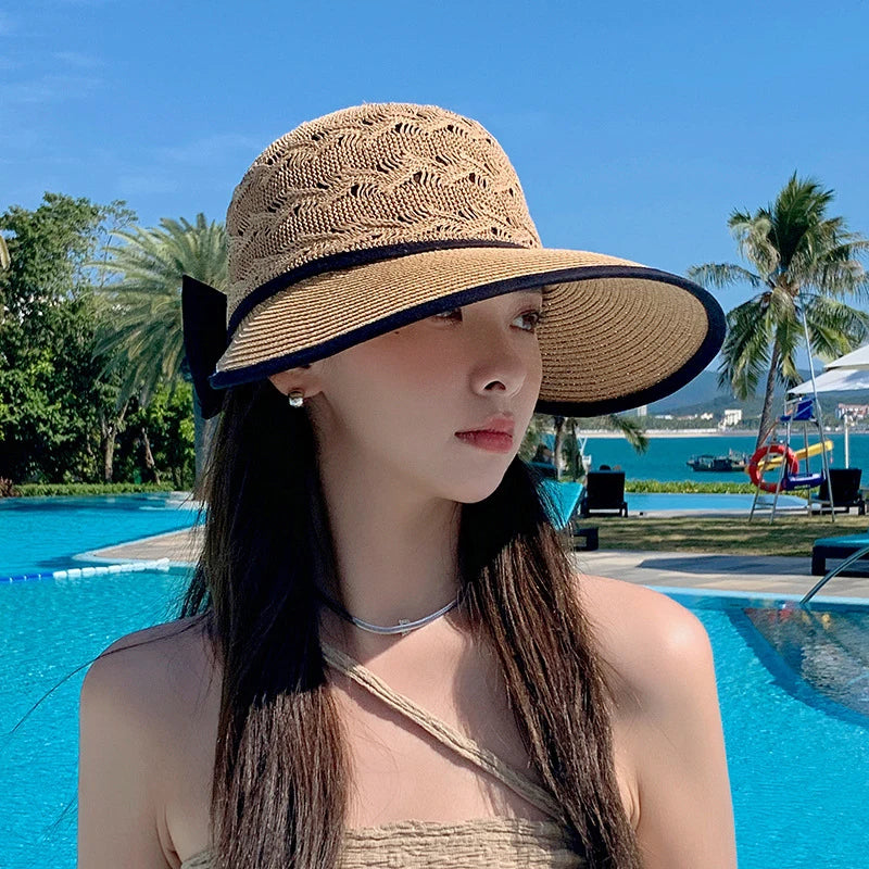 Chapeau de pare-soleil en paille pour femmes de style bohème pliable Chapeau de pare-soleil en paille pour femmes de style bohème pliable