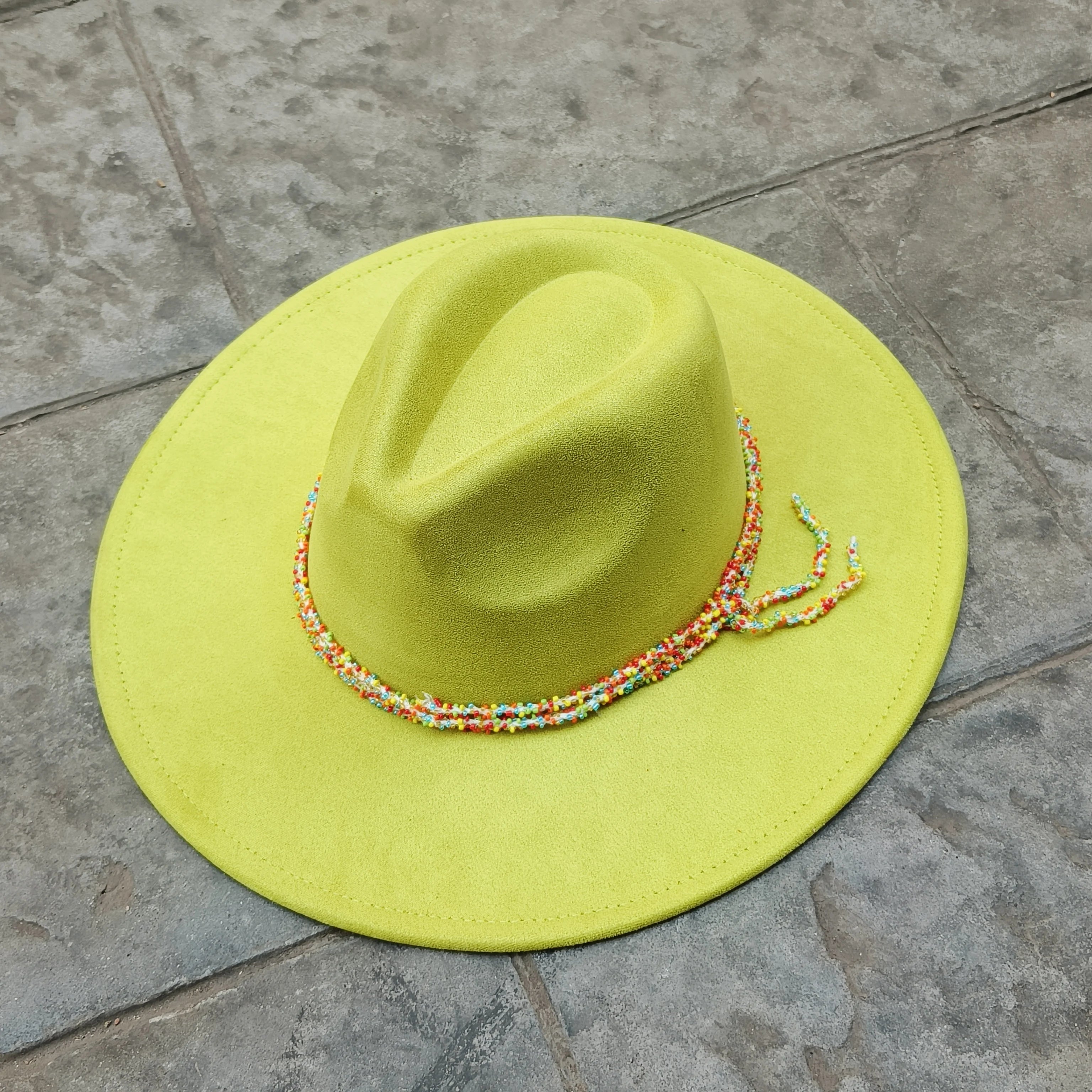 Chapeau Fedora – Texture Suédée avec Cordon Perlé