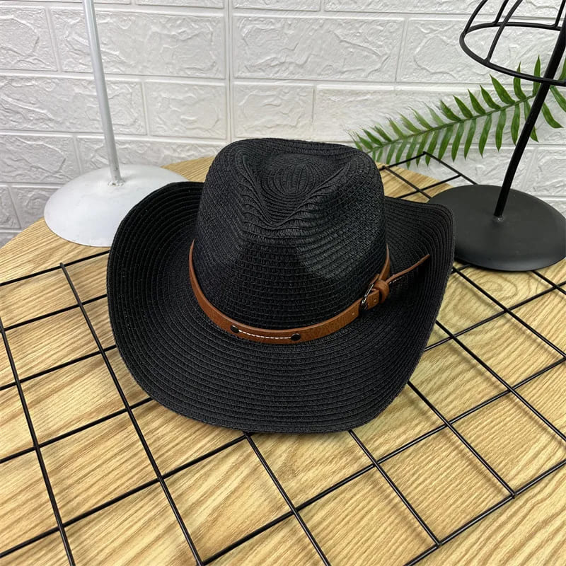 Chapeau Cowboy en Paille – Lanière Cuir