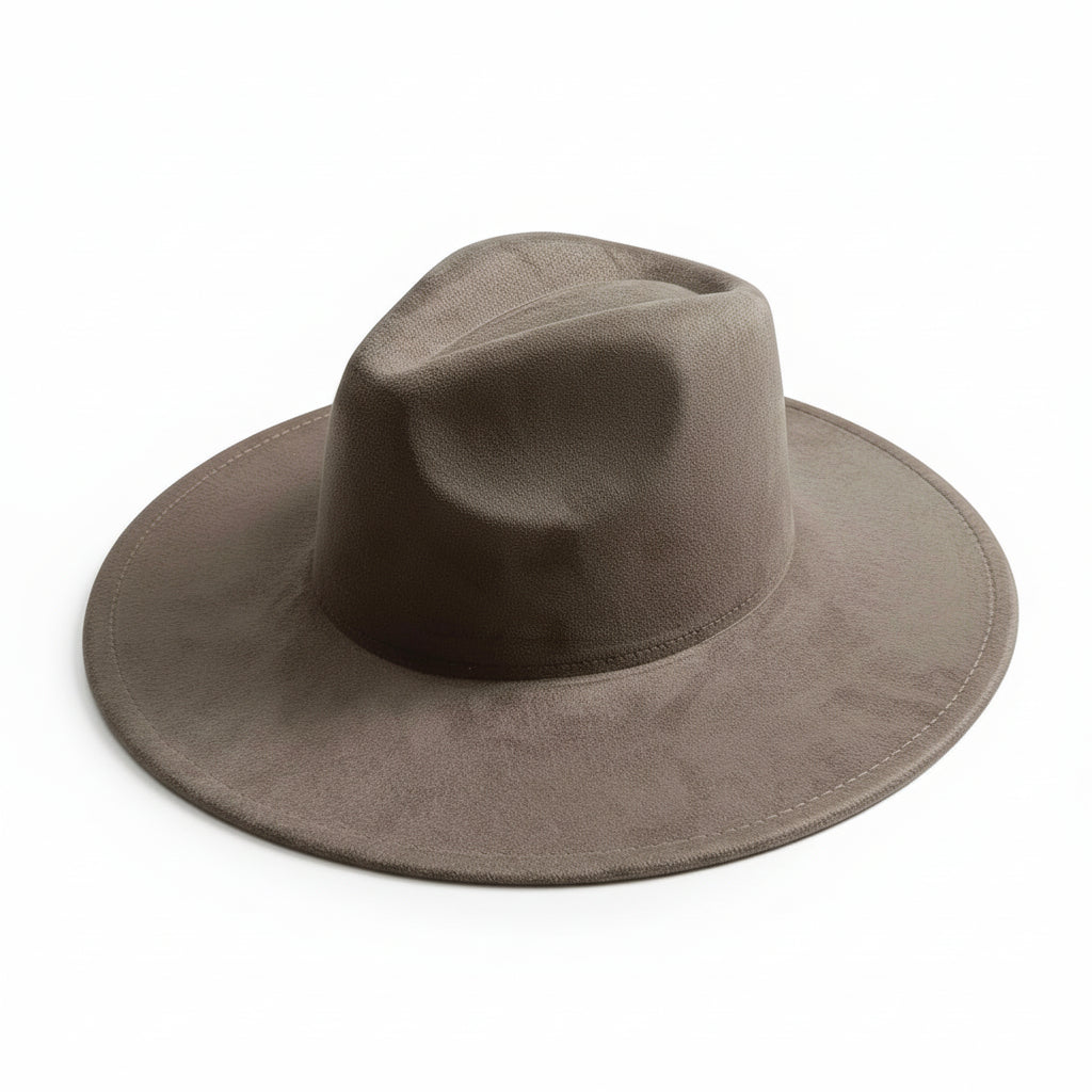 Chapeau Fedora Suédine – Bord Large et Bande Fine